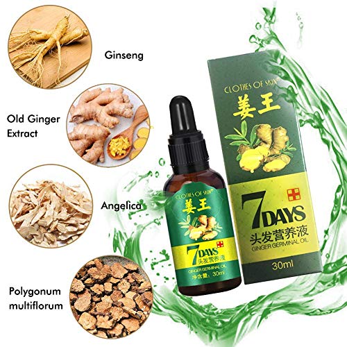 Aceite de germen de jengibre, suero para el crecimiento del cabello 2019, aceite esencial de germen de jengibre, repara los folículos capilares, promueve el crecimiento del cabello más grueso-30 ml
