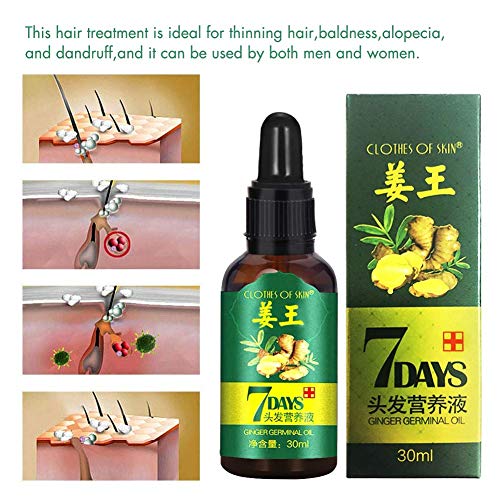 Aceite de germen de jengibre, suero para el crecimiento del cabello 2019, aceite esencial de germen de jengibre, repara los folículos capilares, promueve el crecimiento del cabello más grueso-30 ml