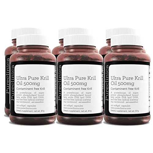 Aceite de Kril Aker Ultra Puro 500mg x 720 cápsulas (6 frascos) - de las limpias aguas del Antártico que dan un rico suministro de Astaxantina, Omega 3, y Vitamina D. SKU: KRI500