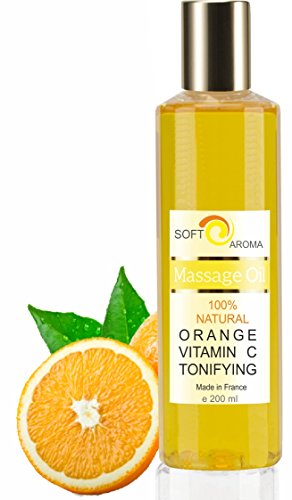 Aceite de Masaje Naranja y Vit. C 100% Natural - Relajación y Después del baño 200 ml - made in France