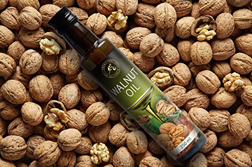 Aceite de Nuez 250ml - Prensado en Frío - 100% Puro & Natural - USA - Botella de Vidrio - Cocina Saludable - Ricos en Vitaminas - Minerales - Micro y Macro Elementos - Walnut Oil
