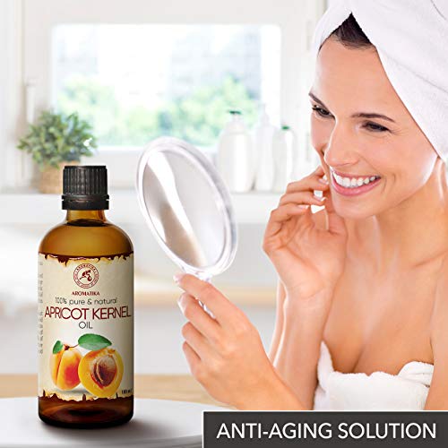 Aceite de Semilla de Albaricoque 100ml - Prunus Armeniaca - Italia - Prensado en Frío - 100% Natural y Puro - Aceite Extra Virgen - Cuidado Intensivo para Rostro - Cuerpo - Cabello