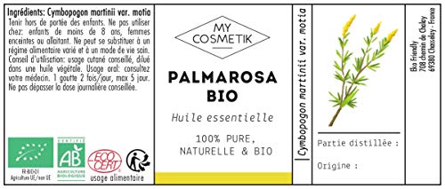 Aceite esencial de Palmarosa orgánico - MyCosmetik - 10 ml