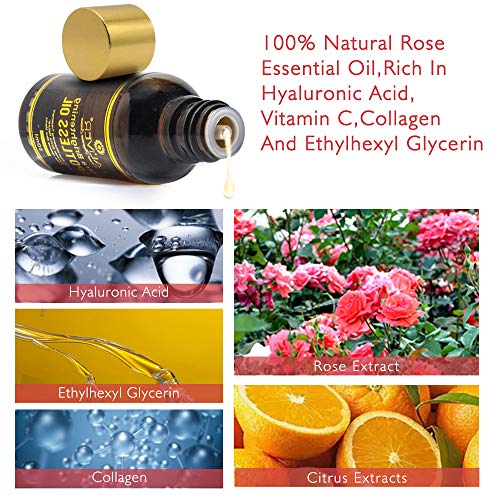 Aceite Esencial de Rosa Protección de Piel,IFUDOIT 100% Aceite de Rosa natural, Aclara las Arrugas Antienvejecimiento, Perfecto Para Aromaterapia, Masaje Corporal, Relajación