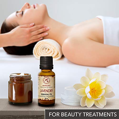 Aceite Esencial Lavanda 20ml - Lavandula Angustifolia - Bulgaria - 100% Puro - Sin Diluir - usos para Aliviar el Estrés - Calmar - Dormir Bien - Mejor para Relax - Masaje - Difusor & Lámparas de Aroma