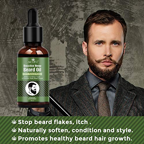 Aceite para el crecimiento de la barba, para hombres, aceite esencial, hidrata, calma, estimula el crecimiento y el brillo, para el cuidado de la barba larga y corta, 30 ml