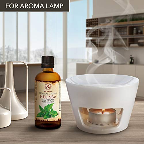 Aceites Esenciales Melisa 100ml - India - Melissa Indicum - 100% Puro y Natural para Dormir - Aromaterapia - Relajación - Difusor de Aroma - Lámpara aromática - Melissa Essential Oil