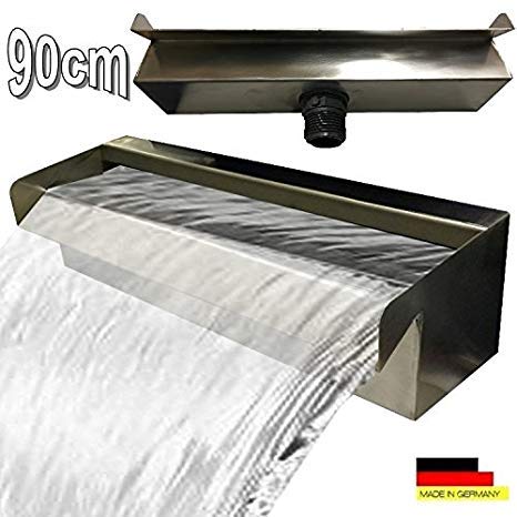 Acero inoxidable cascada agua parte cascada V2 A fabricado en Alemania 30,60,90 cm