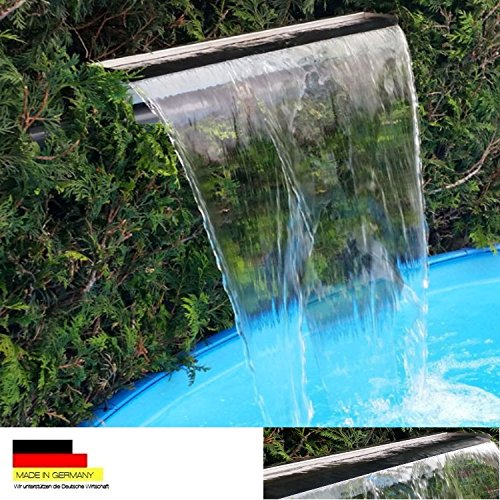 Acero inoxidable cascada agua parte cascada V2 A fabricado en Alemania 30,60,90 cm