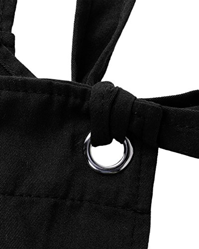 ACHIOOWA Mono para Mujer Peto de Pantalones Casual Ajustable Correa Rompers Largo Sin Mangas Monos de harén Mono de Pierna Ancha Overalls con Bolsillo Negro L