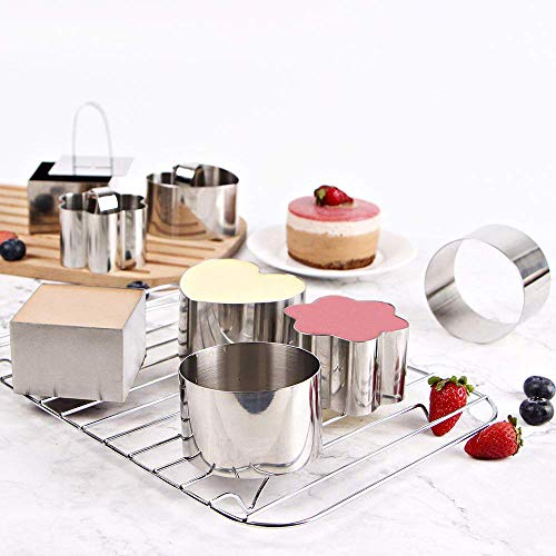 Achort 5 Pcs Molde de Pastel Mousse Anillo de Pastel de Acero Inoxidable Pastel de Estaño Pastel de Cocina Juego de Molde de Pastel con Empujador 3 x 3 Pulgadas para Cocinar Postres Mousse