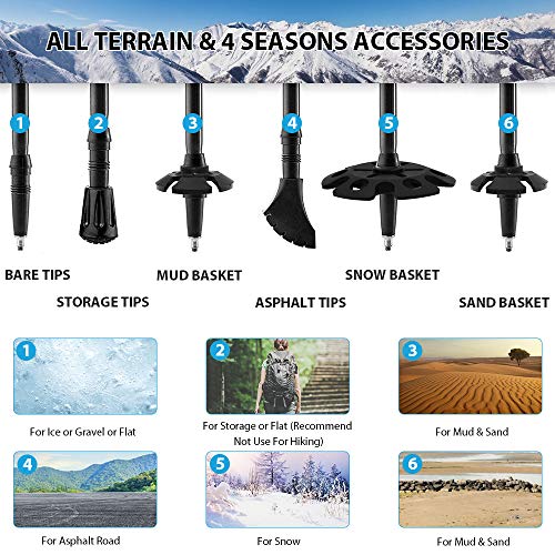 Achort Bastones de Senderismo 2 Unidades con Sistema de Bloqueo rápido y antigolpes, 7075 Bastón de Trekking de Aluminio, telescópico, Plegable, Ultraligero para Senderismo, Camping, Trekking