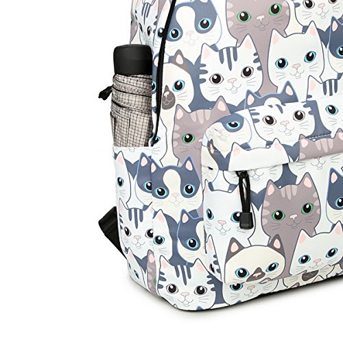 Acmebon Mochila Escolar Unisex y de Ocio Impermeable - Cartera Escolar para Niñas y Niños con Lindo Estampado Gato