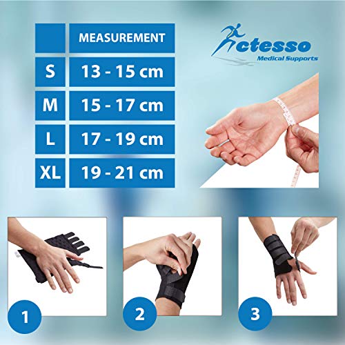 Actesso Férula para Muñeca y Órtesis Muñequera de Stomatex Reducir el Dolor de Síndrome de Túnel Carpiano o Esguinces (Pequeña, Derecha)