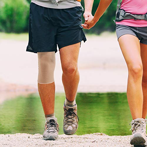 Actesso Órtesis Rodillera Tubular Compresión elástica para Alivio del Dolor Durante el Ejercicio o después de una lesión (Mediana, Beige)