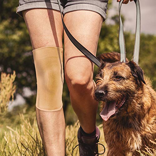 Actesso Órtesis Rodillera Tubular Compresión elástica para Alivio del Dolor Durante el Ejercicio o después de una lesión (Mediana, Beige)