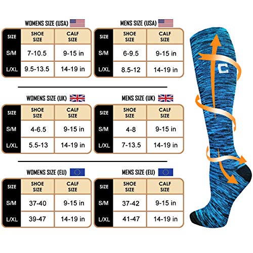 ACTINPUT Calcetines de Compresión Medias de Compresion Mujer y Hombre para Running,Atlético, Ciclismo,Médico, Enfermera,Volar, Viajar (Assorted 02-6 Pares, S-M)