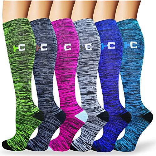 ACTINPUT Calcetines de Compresión Medias de Compresion Mujer y Hombre para Running,Atlético, Ciclismo,Médico, Enfermera,Volar, Viajar (Assorted 02-6 Pares, S-M)