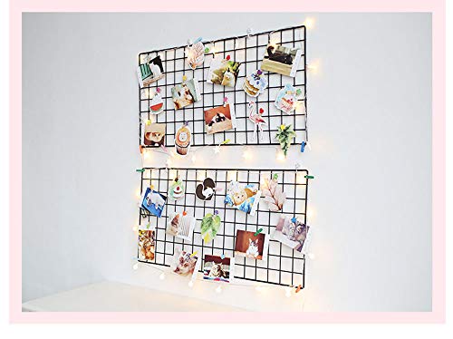 Actualice el estante de la rejilla de la pared, la rejilla de hierro DIY de la foto, la decoración de la pared, el pizarrón, la foto en el tablero de notas que cuelga en la familia(40 * 80 cm) Negro