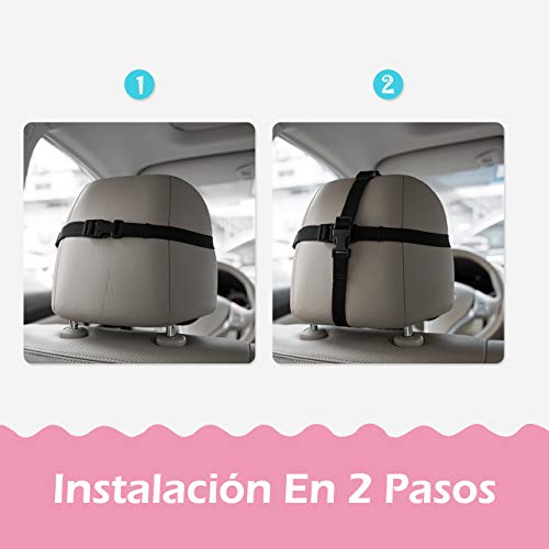 [Actualizada]Espejo Retrovisor Coche Para Bebé, Victsing Gran Tamaño Ver Su Bebé En Asiento Trasero, Espejo Coche Bebé Con Correas Elásticas Ajustables, 360° Rotación, Vista Amplia, Fácil Instalación