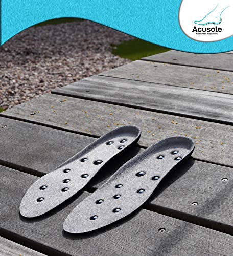 Acusole Plantillas de masaje de acupresión mujeres y hombres, buena circulación, alivio de la fatiga, alivio del dolor, fascitis plantar, soporte de pie plano, material cómodo, EU 42