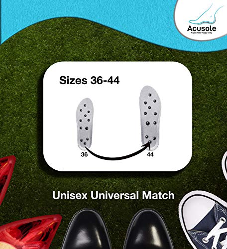 Acusole Plantillas de masaje de acupresión mujeres y hombres, buena circulación, alivio de la fatiga, alivio del dolor, fascitis plantar, soporte de pie plano, material cómodo, EU 42