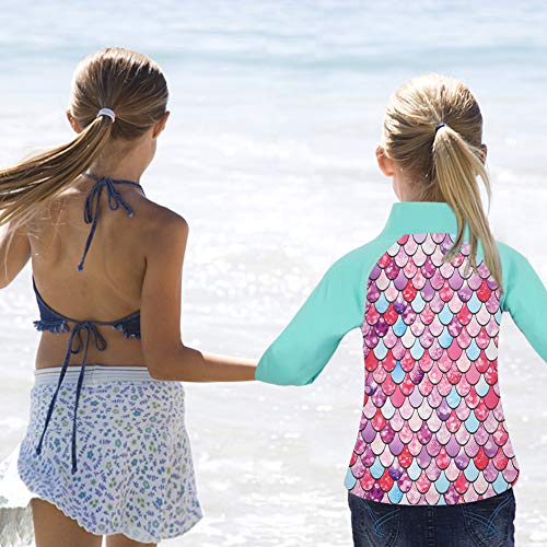 Adakel - Camiseta de natación para niña, diseño de sirena UPF 50+