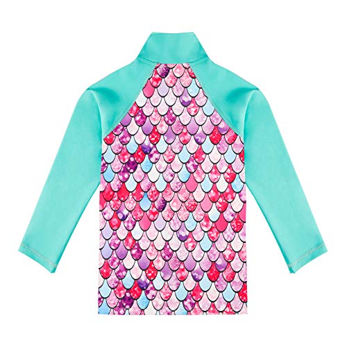 Adakel - Camiseta de natación para niña, diseño de sirena UPF 50+