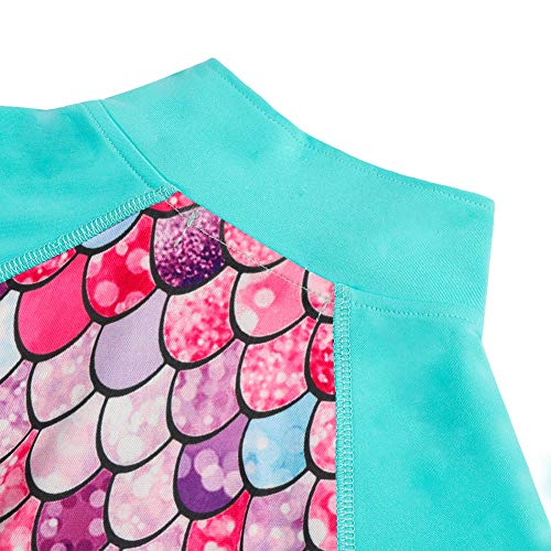 Adakel - Camiseta de natación para niña, diseño de sirena UPF 50+