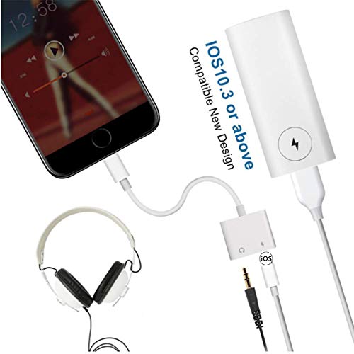 Adaptador de Auriculares para iPhone 11 Adaptador Conector de Auriculares 3.5 mm Jack Dongle Adaptador para iPhone 11/11Pro/Xs/Xr/X/8/8Plus/7/7Plus AUX Audio 2 in 1 Accesorios Soporta para Todos iOS