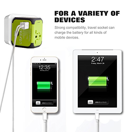 Adaptador Enchufe, Milool Cargador Enchufe USB, Adaptador de Viaje Universal con Dos Puertos USB Seguridad de Fusibles para Tableta PC,Smartphones Cámaras Digitales,Reproductores de MP3 para Navidad