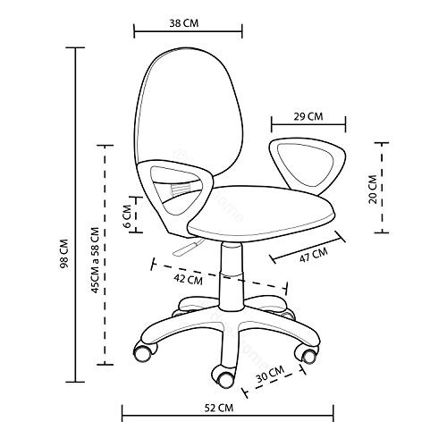 Adec - Dolphin, Silla de Escritorio giratoria, Silla Juvenil de Oficina, Color Rosa, Medidas: 54 cm (Ancho) 54 cm  (Fondo) x 79-91 cm (Alto)