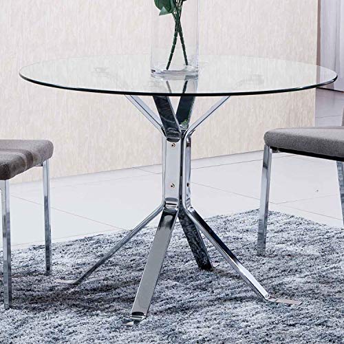 Adec Group Due-Home 2454140031 - Mesa de Comedor Ginebra - Color - Cromado-Transparente