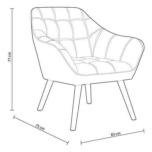 Adec - Olden, Sofa Individual de una Plaza, Sillon Descanso una 1 Persona, butaca Acabado Tejido Color Velvet Azul, Patas Color Haya, Medidas: 83 cm (Largo) x 75 cm (Ancho) x 77 cm (Alto)