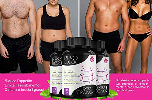 ADELGAZANTE POTENTE Peso Block | Quemagasas para Perder Peso Rápidamente Reducir el Apetito Aumentar Metabolismo y Energía | 120 Pastillas Efectivo para Adelgazar Barriga Grasa Abdominal Muslos