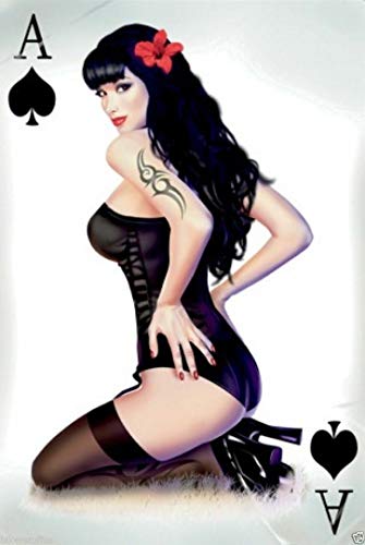 Adhesivo de 10 cm, resistente a la intemperie, con el ACE of SPADES Pin-Up Girl a prueba de rayos UV y lavables, calidad profesional.