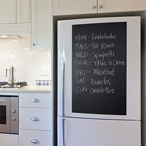 Adhesivo Tiza Papel 3 Paquete de 198 x 46 cm con 10 Tizas y borrador de tela – cortado en cualquier forma y se aplican – Personalizable y extraíble – Ideal para mensajes, listas de tareas pendientes, etiquetado, dibujos, cotizaciones, letras, etcétera, et