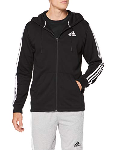 Adidas Must Have 3-Stripes French Terry Hoddie Men Sudadera con Capucha y Cremallera, Hombre, Negro (Black/White), M