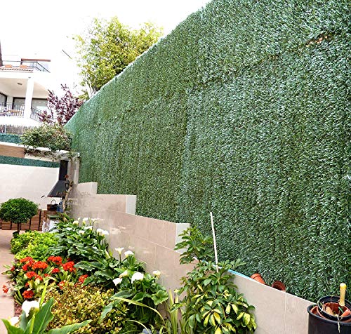 ADO Seto Artificial Decorativo tupido ignífugo de 3 Metros de Largo x 1.5 Metro de Altura. Seto Artificial Decorativo Verde, de Alta ocultación. (2- Rollos seto 3.1.5)