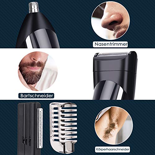 ADOKEY Recortadora de Barba, 10 en 1 Barbero Electric Recargable Cortapelos Profesional Hombre Cortadora de Pelo Impermeable Inalámbrico Maquina de Cortar Pelo Afeitadora Corporal con Peine-guía