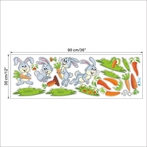 Adorable Conejo Conejito Cosecha Zanahorias Pegatinas de Pared Niños Habitación Decoración Regalo de los niños Animales Arte Mural Diy Calcomanías caseras