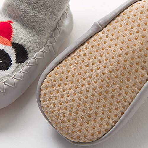 Adorel Calcetines Zapatos Antideslizantes Forros Bebé 2 Pare Azul Zorro & Gris Panda 19-20 (Tamaño del Fabricante 13)