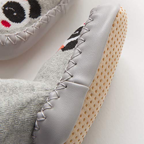 Adorel Calcetines Zapatos Antideslizantes Forros Bebé 2 Pare Azul Zorro & Gris Panda 19-20 (Tamaño del Fabricante 13)