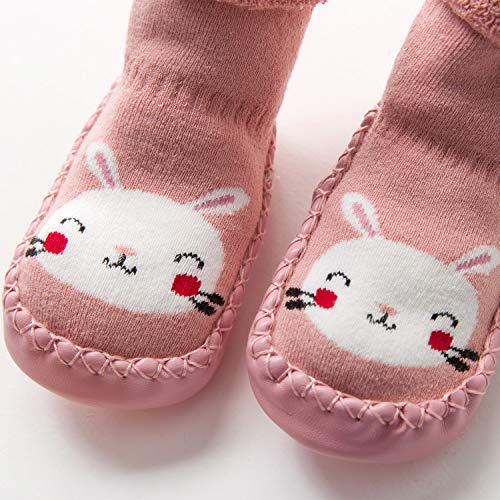 Adorel Calcetines Zapatos Antideslizantes Forros Bebé 2 Pare Pink Conejo & Oso 21-22 (Tamaño del Fabricante 14)