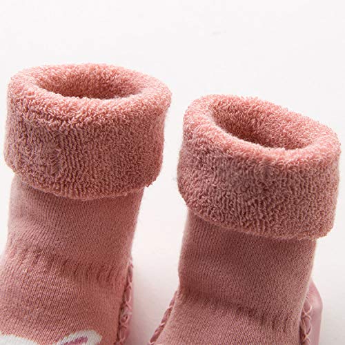 Adorel Calcetines Zapatos Antideslizantes Forros Bebé 2 Pare Pink Conejo & Oso 21-22 (Tamaño del Fabricante 14)