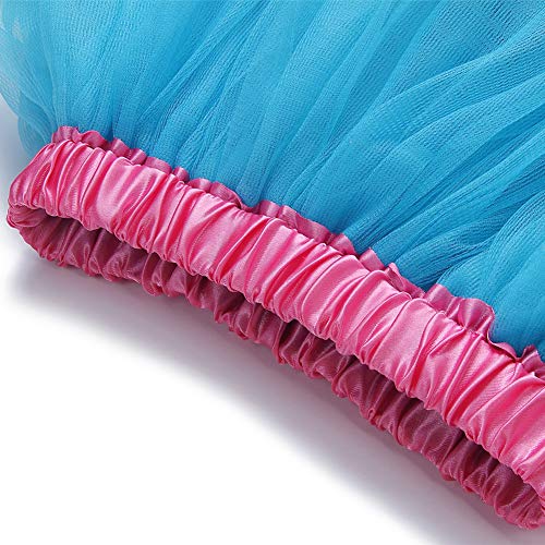 Adorel Falda de Tul Tutú Arcos de pelos Arco Iris para Niñas Azul 4-8 Años (Tamaño del Fabricante L)