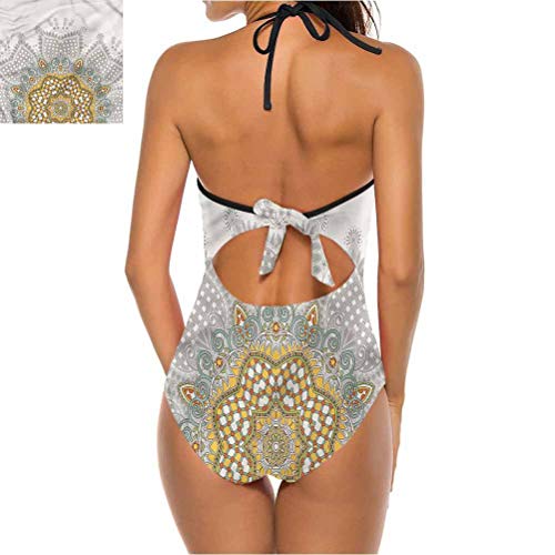 Adorise - Bañador de tiras clásico con diseño de mapa, plumas sexy, y con clase. Multi 15 M