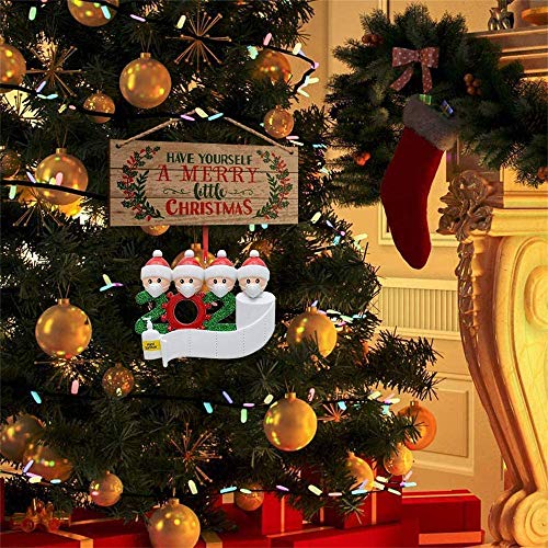 Adorno de familia sobrevivido Adornos de árbol de Navidad 2020 Adornos de adorno de Navidad, en cuarentena en casa Adorno de árbol de Navidad personalizado de la familia, Nochebuena (3 cabezas)
