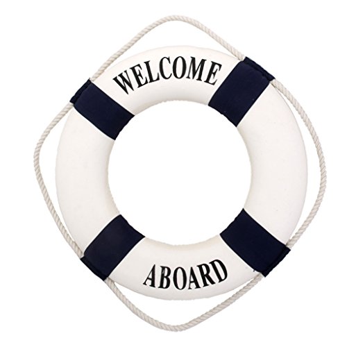 Adorno Decoración de Pared Colgante Forma Boya Salvavida Náutica de Barco Azul 25cm