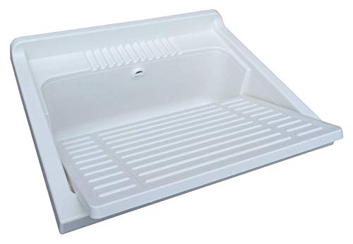 Adventa - Lavadero de Resina para Interior y Exterior, color Blanco, 60 x 50 x 85 cm